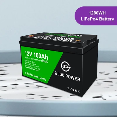 Blopower Batterie Lithium-Ion à Cycle Profond 12 V Lampe Solaire LiFePO4 pour Plate-Forme de Travail Aérienne Électrique Bus Touristique Véhicules Récréatifs Sauvegarde